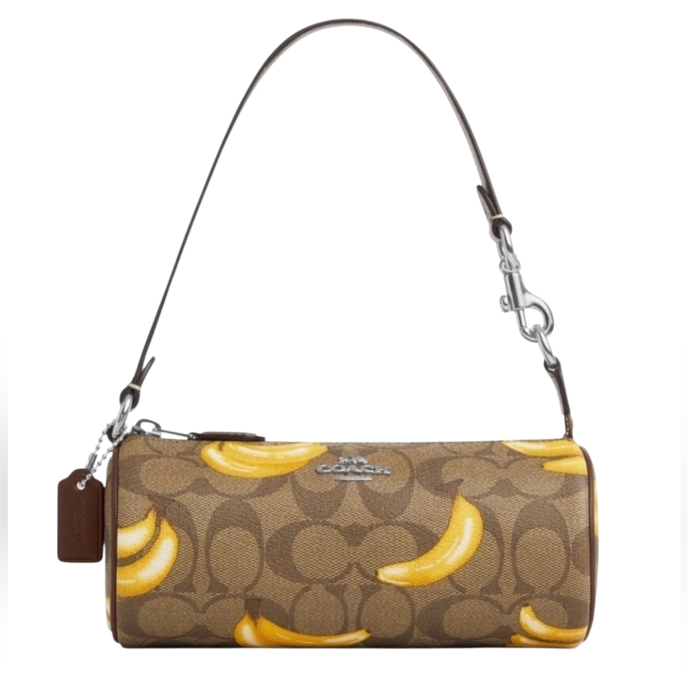 Coach Nolita Barrel Bag In Signature Canvas With Banana Print - Picture 13 of 14